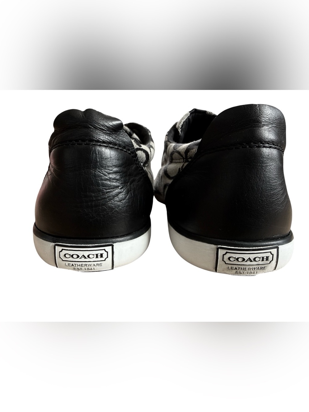 Coach Barrett Signature C Canvas Sneakers Black Gray Womens Size 8.5 - Picture 7 of 16